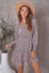 V Neck Long Sleeve Tie Waist Mini Dress